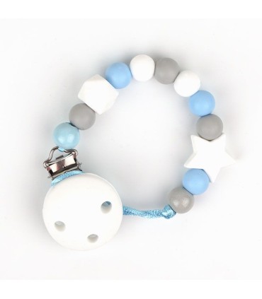 Chupetero estrella blanco celeste