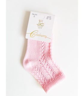 Calcetín corto hilo calado rosa