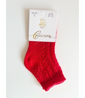 Calcetín corto hilo calado rojo