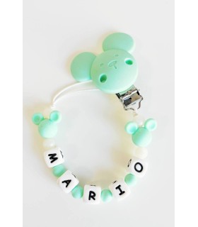 Chupetero silicona orejitas Mickey verde agua