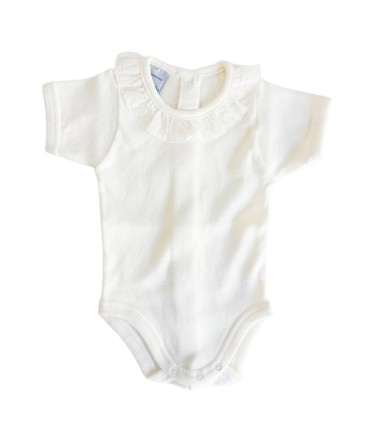 Body cuello batista/puntilla manga corta marfil