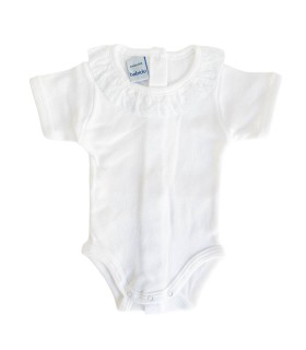 Body cuello batista/puntilla manga corta blanco