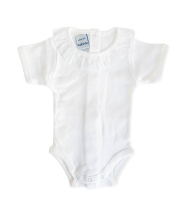 Body cuello batista/puntilla manga corta blanco