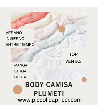 Body camisa plumeti manga corta celeste