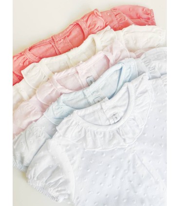 Body camisa plumeti manga corta rosa palo