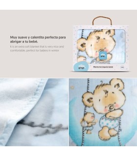 Manta cuna oso celeste