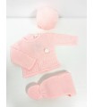 Conjunto lana pom pom rosa