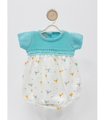 Pelele bombacho Pajaritos turquesa
