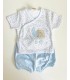 Mudita algodón manga corta Osito Luna celeste