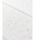 Juego sábana tela minicuna estrellas luna corazon blanco/rosa