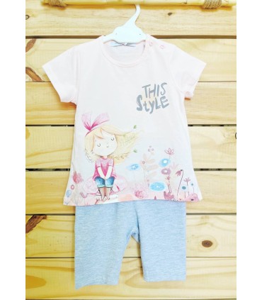 Conjunto de malla this style rosa gris