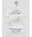 Conjunto cubre pañal con blusa pradera celeste