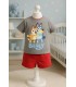 Conjunto bluey rojo gris