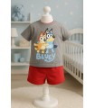 Conjunto bluey rojo gris
