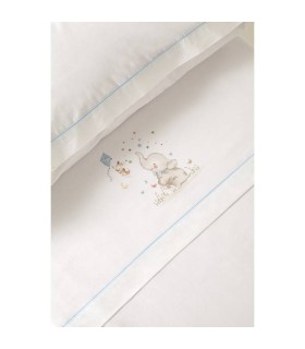 Juego sábana tela minicuna estrellas elefante cometa bl/celeste