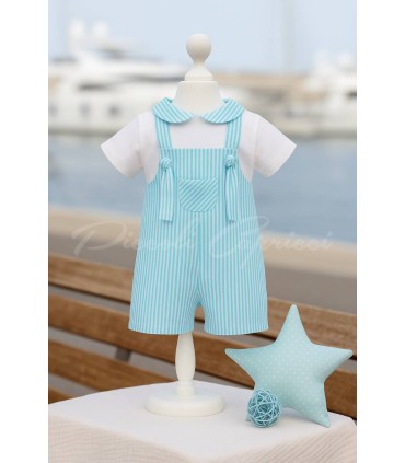 Conjunto peto rallas turquesa