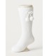 Calcetin alto borlas blanco