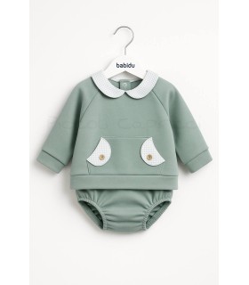 Conjunto sudadera y cubre pañal refugio verde