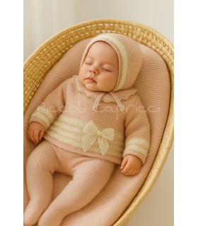 Conjunto lana 3 pzs LUX hilatura especial nude