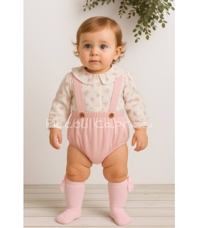Conjunto niña peto Bouquet rosa