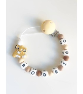 Chupetero personalizado beig de silicona con simba