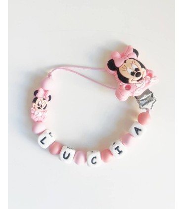 Chupetero personalizado Minnie bebé rosa