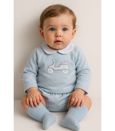 Conjunto braguita Vespa celeste