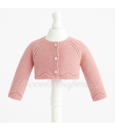 Rebeca corta lana rosa empolvado