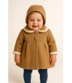 Abrigo paño con capota camel