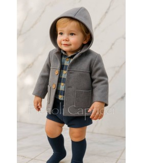 Trenca bebé con capucha gris