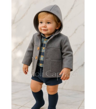 Trenca bebé con capucha gris