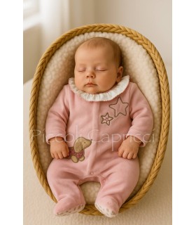 Pelele tundosado rosa bebé perrito salchicha