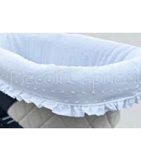 Funda interior de capazo plumeti blanco semi acolchada con volante
