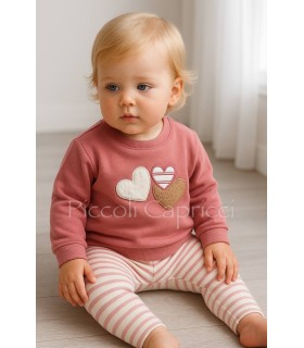 Conjunto malla y sudadera tres corazones maquillaje