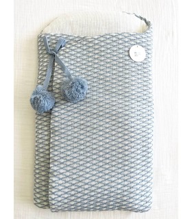 Saco para capazo bebé pompones azul