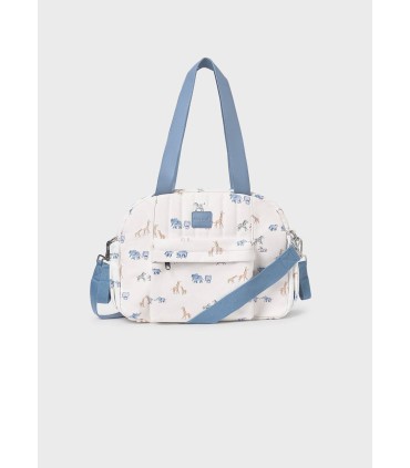 Bolso maternidad polipiel estampada animales azul