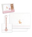 Juego sábanas CUNA de tela oso luna rosa con chupetero