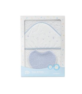 Capa de baño 1 x 1 m con babero estrella luna celeste