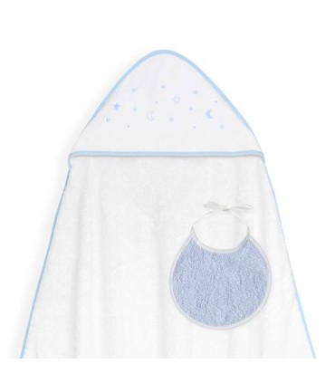 Capa de baño 1 x 1 m con babero estrella luna celeste