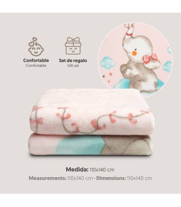 Manta cuna Dumbo rosa