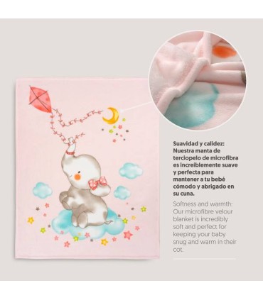 Manta cuna Dumbo rosa
