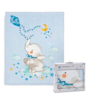 Manta cuna Dumbo azul