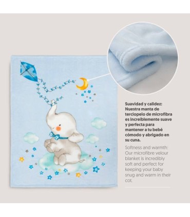 Manta cuna Dumbo azul