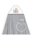 Capa baño con babero 1x1 Animalitos gris