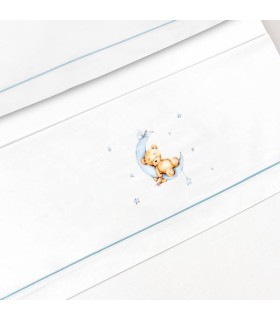 Sabana minicuna y coche tela oso luna celeste