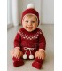 Conjunto jersey, cubre pañal ,gorro y botitas. Scarlet
