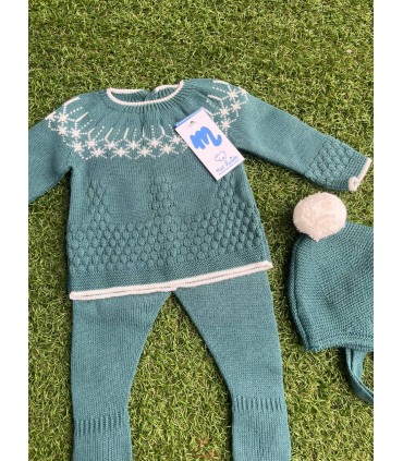 Conjunto 3 piezas jacquard verde