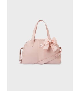 Bolso maternal poli piel rosa con lazo