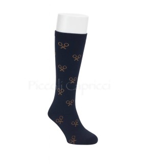 Calcetín estampado raquetas azul marino