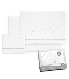 Sabana franela coche minicuna 82 x 51 cm estrellas gris